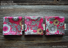 Load image into Gallery viewer, Quadruple Reversible Japanese Handkerchief, Flower Garden Red ⦿wghc0017