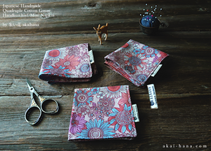 Quadruple Reversible Japanese Handkerchief, Flower Garden Pink wgh0018