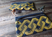 Load image into Gallery viewer, Repurposed Vintage Kimono Obi Small Travel Clutch/Passport Case, Yoshiwara Tsunagi Black x Gold