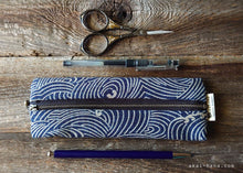 Load image into Gallery viewer, Japanese Handmade Pen Case, Aizome Style Print, Waves