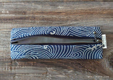 Load image into Gallery viewer, Japanese Handmade Pen Case, Aizome Style Print, Waves

