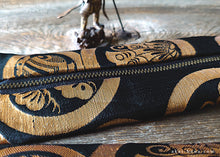 Load image into Gallery viewer, Vintage Kimono Obi Pen Case, Family Crest Black x Gold, zc20p0004