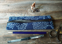 Load image into Gallery viewer, Japanese Handmade Pen Case, Hand-Printed in Kyoto, Navy ⦿zc20p0008