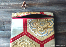 Load image into Gallery viewer, Repurposed Vintage Kimono Obi Foldover Clutch, Japanese Handmade, zc25f0002
