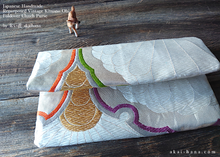 Load image into Gallery viewer, Repurposed Vintage Kimono Obi Foldover Clutch, Japanese Handmade, zc25f0003