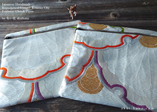 Load image into Gallery viewer, Repurposed Vintage Kimono Obi Foldover Clutch, Japanese Handmade, zc25f0003