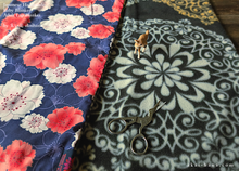 Load image into Gallery viewer, Kimono Baby Blanket/Adult Lap Blanket, Sakura Navy, 2 sizes ⦿blbj0009
