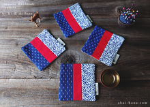Load image into Gallery viewer, Upcycled Quilted Handmade Coasters, Blue x Red ⦿cajf0017
