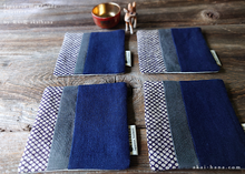 Load image into Gallery viewer, Upcycled Quilted Handmade Coasters, Dark Blue x Kanoko ⦿cajf0023
