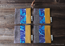 Load image into Gallery viewer, Upcycled Quilted Handmade Coasters, Blue Wave x Mustard ⦿cajf0024
