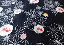 Load image into Gallery viewer, Furoshiki Reusable Fabric Wrap, Bandana, Kingyo Goldfish Black ⦿fsjf0037
