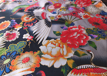 Load image into Gallery viewer, Furoshiki Reusable Fabric Wrap, Bandana, Cranes and Flowers Kimono ⦿fsjf0042
