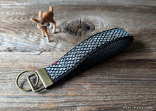 Load image into Gallery viewer, Japanese Cotton Wristlet Keychains, Kanoko Black with One Stitch ⦿kfjp0006
