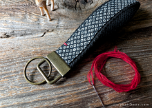 Load image into Gallery viewer, Japanese Cotton Wristlet Keychains, Kanoko Black with One Stitch ⦿kfjp0006
