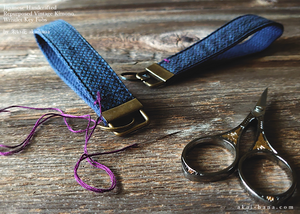 Vintage Kimono Wristlet Key Fobs with One Stitch, Kanoko Navy ⦿kfvk0001