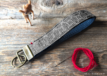 Load image into Gallery viewer, Vintage Kimono Wristlet Key Fobs with One Stitch, Gray Kikkou ⦿kfvk0002
