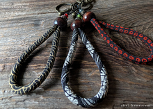 Load image into Gallery viewer, Handcrafted Chirimen Key Chains, Seigaiha Black x Gold ⦿khcr0006
