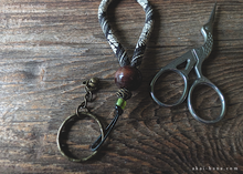 Load image into Gallery viewer, Handcrafted Chirimen Key Chains, Hakatajima Black x White ⦿khcr0005
