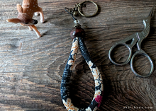 Load image into Gallery viewer, Handcrafted Chirimen Key Chains, Floral Kimono patterns x Antique Gold ⦿khcr0007-12
