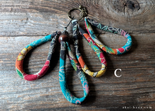 Load image into Gallery viewer, Handcrafted Chirimen Key Chains, Floral Kimono patterns x Antique Gold ⦿khcr0007-12
