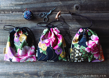 Load image into Gallery viewer, Wagara Kinchaku Drawstring Purse, 2 sizes ⦿kpjf0002
