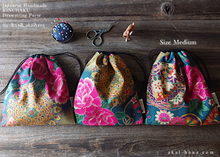 Load image into Gallery viewer, Wagara Kinchaku Drawstring Purse, 2 sizes ⦿kpjf0003
