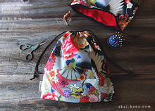 Load image into Gallery viewer, Wagara Kinchaku Drawstring Purse Large W22cm x H25cm (8 3/4&quot; x 9 3/4&quot;) ⦿kpjf0006
