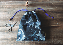 Load image into Gallery viewer, Wagara Kinchaku Drawstring Purse, Koi Carp, Large W20cm x H25cm (8&quot; x 9 3/4&quot;) ⦿kpjf0008
