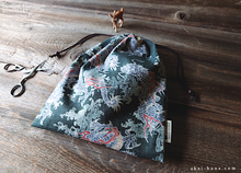 Load image into Gallery viewer, Wagara Kinchaku Drawstring Purse, Dragon, Large W20cm x H25cm (8&quot; x 9 3/4&quot;) ⦿kpjf0009
