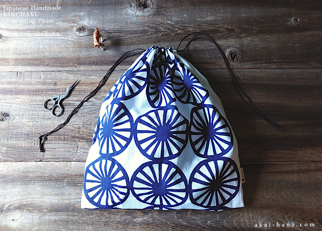 Tenugui Kinchaku Drawstring Purse, Bicycle ⦿kpjf0015