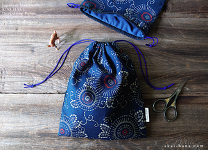 Wagara Kinchaku Drawstring Purse, Kikukarakusa, Large W20cm x H25cm (8" x 9 3/4") ⦿kpjf0017