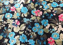 Load image into Gallery viewer, Kinchaku Drawstring Purse, Black Floral, X-Large W25cm x H30cm (10" x 12") ⦿kpjf0018
