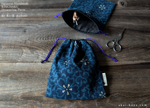 Load image into Gallery viewer, Japanese Handcrafted Kinchaku Drawstring Purse, Wagara Dark Blue ⦿kpjf0026
