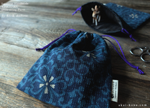 Load image into Gallery viewer, Japanese Handcrafted Kinchaku Drawstring Purse, Wagara Dark Blue ⦿kpjf0026
