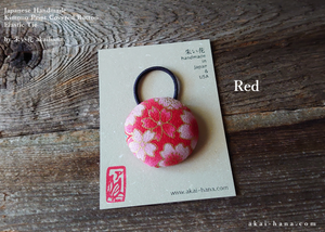 Kimono Cotton Hair Tie/Ponytail Holder, Napkin Holder, Cord Organizer, Sakura Pink or Red