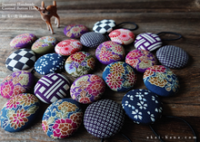 Load image into Gallery viewer, Japanese Fabric Covered Button Hair Tie, Napkin Holder, Cord Organizer Wagara ⦿phjf1003
