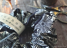 Load image into Gallery viewer, Japanese Handmade Scrunchies, Monotone Floral ⦿scaf0005
