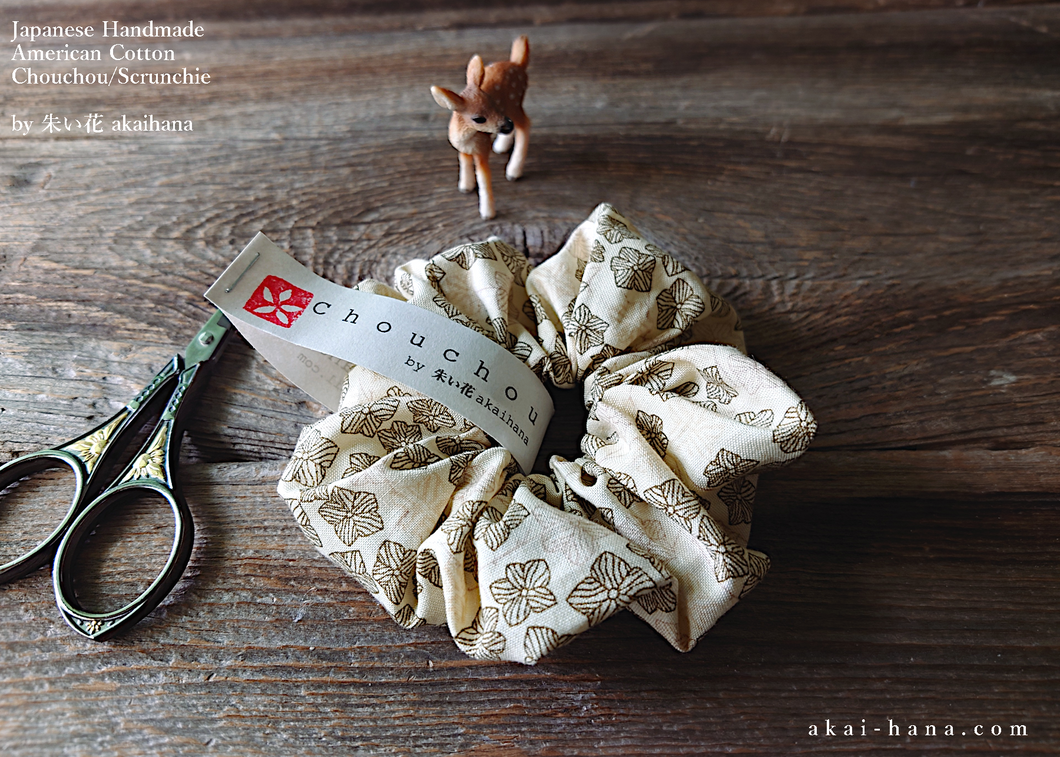 Japanese Handmade Scrunchies, Tiny Flowers ⦿scaf0025