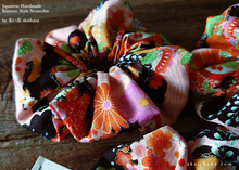 Load image into Gallery viewer, Japanese Handmade Kimono Style Scrunchies, Hana Kenran ⦿scjf0013
