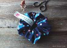 Load image into Gallery viewer, Japanese Handmade Kimono style Scrunchies, Konpeitō (confeito) Navy ⦿scjf0029
