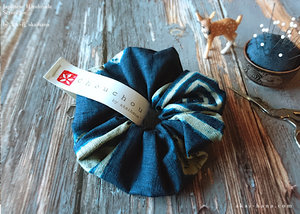 Japanese Handmade Kimono Style Chouchou/Scrunchies, Shade of Blue ⦿scjf0031
