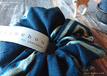 Load image into Gallery viewer, Japanese Handmade Kimono Style Chouchou/Scrunchies, Shade of Blue ⦿scjf0031
