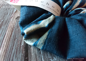 Japanese Handmade Kimono Style Chouchou/Scrunchies, Shade of Blue ⦿scjf0031