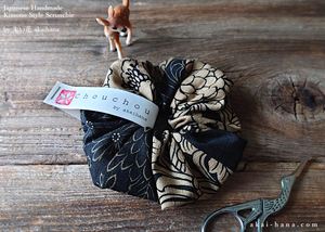Japanese Handmade Kimono Style Scrunchies, Chuyasakiyori, scjf0040