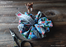 Load image into Gallery viewer, Japanese Handmade Scrunchies, Promenade Blue ⦿scjf0048
