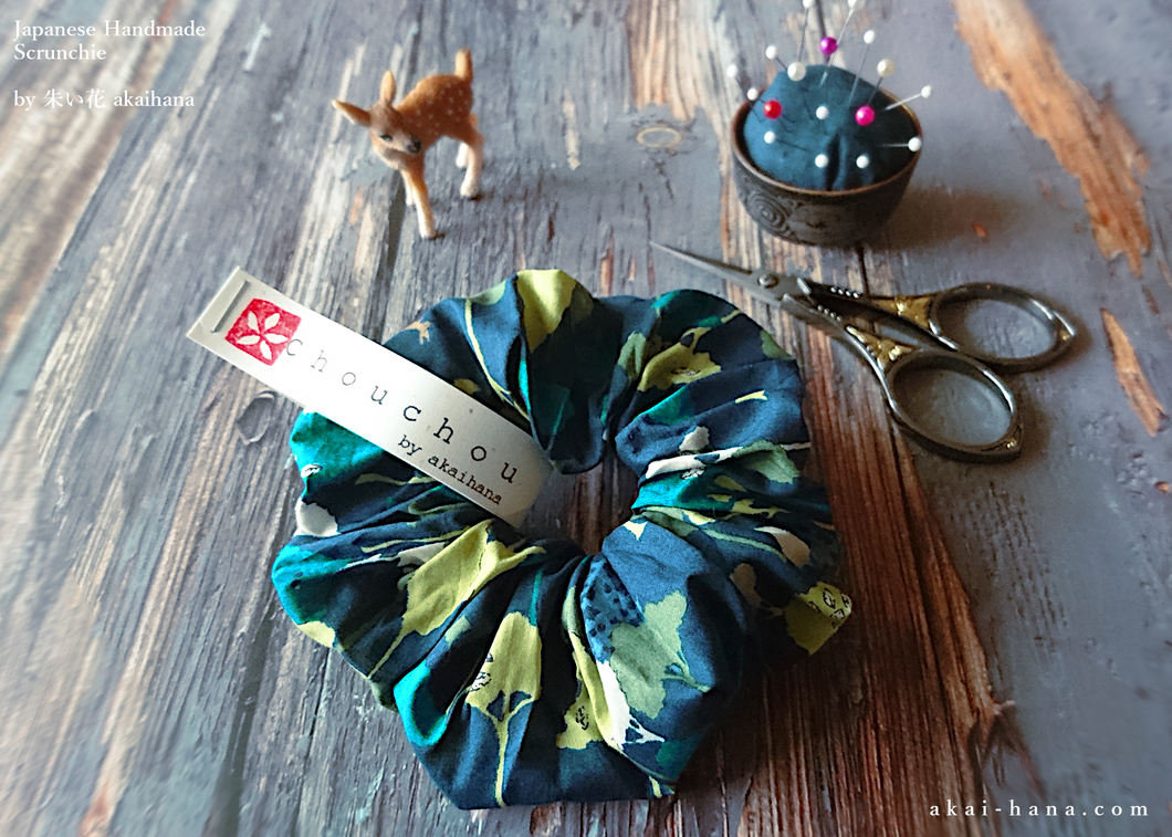 Japanese Handmade Chouchou/Scrunchies, Wonder Forest Navy, scjf0053