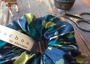 Japanese Handmade Chouchou/Scrunchies, Wonder Forest Navy, scjf0053