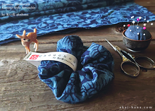 Load image into Gallery viewer, Japanese Handmade Kimono Style Scrunchies, Aizome Indigo Dyed
