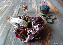 Load image into Gallery viewer, Japanese Handmade Kimono style Scrunchies, Chrysanthemum Azuki Purple, scjf0071
