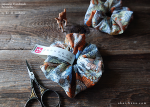 Japanese Handmade Double Gauze Scrunchies,  Flower Garden Yellow ⦿scjf0081